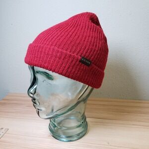 Filson Knit Beanie Cap Red 100% Wool Warm Winter Cuffed Hat Gorpcore Outdoors